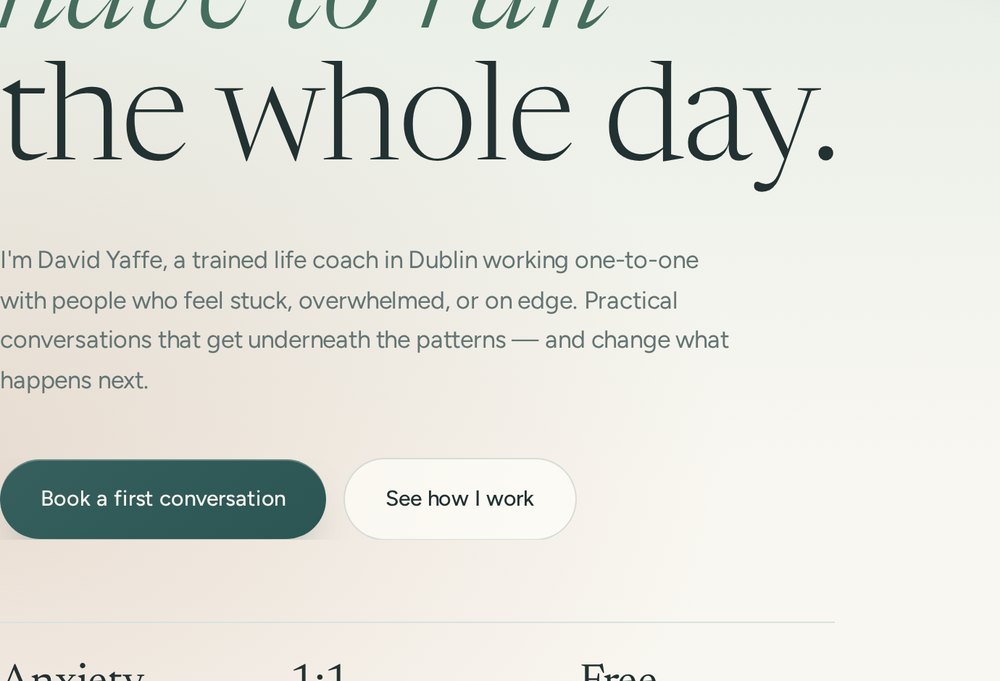 Typography detail from the redesigned Life Coach Ireland website