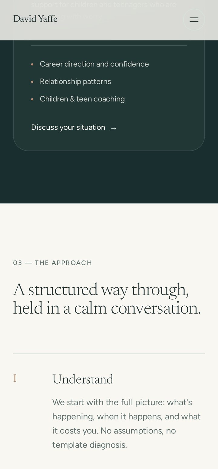 Life Coach Ireland website on mobile, screen 1