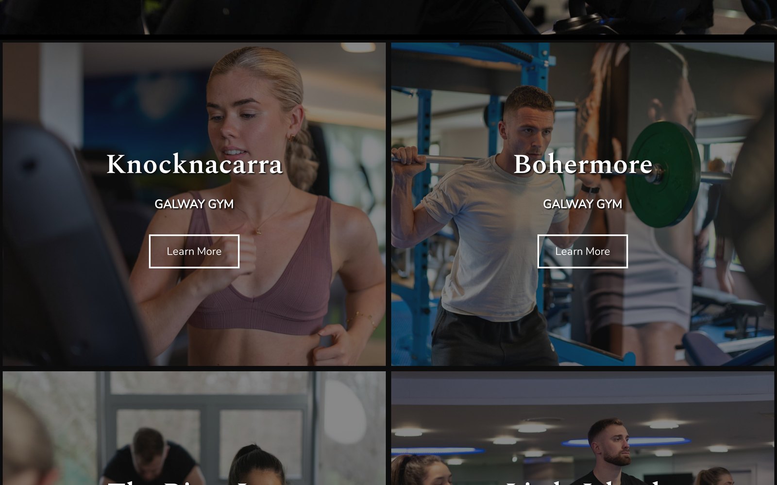 Original NRG clubs listing with photographic tiles and Learn More buttons