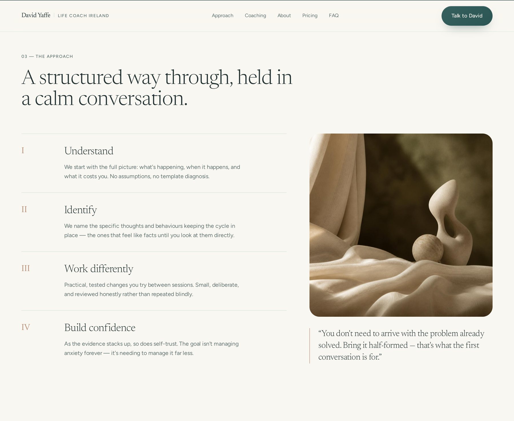 Approach section of the redesigned Life Coach Ireland website