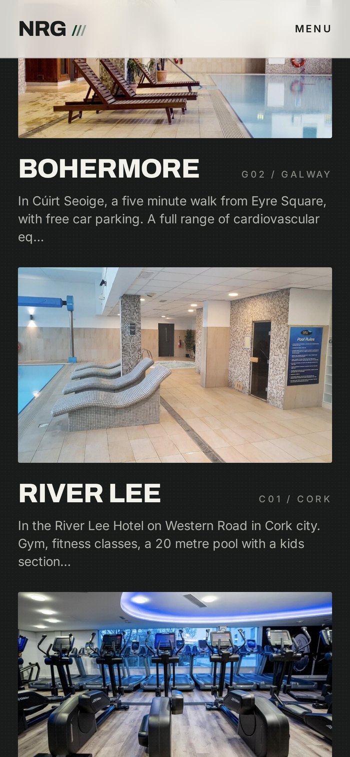 Redesigned NRG website on mobile, screen 3