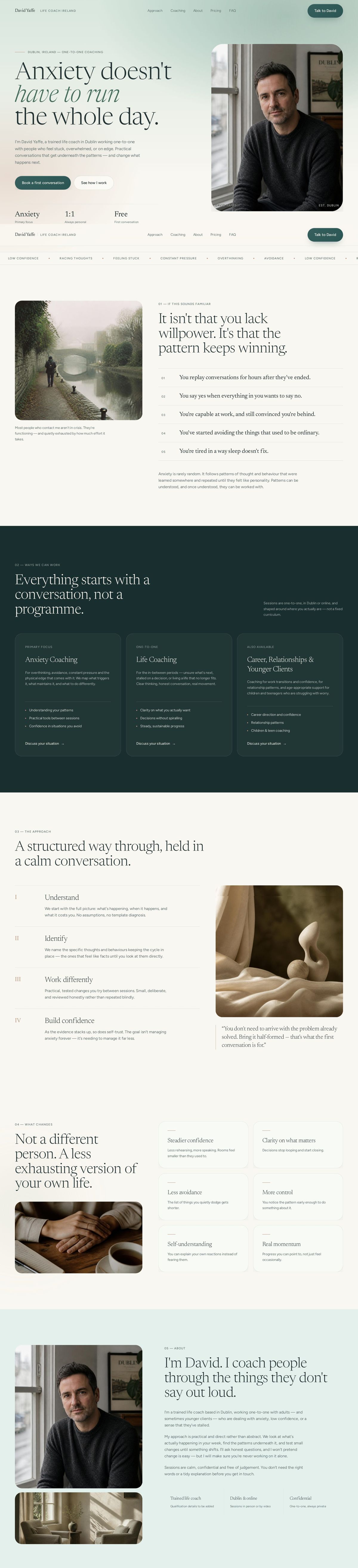 The full Life Coach Ireland homepage scrolling from top to bottom