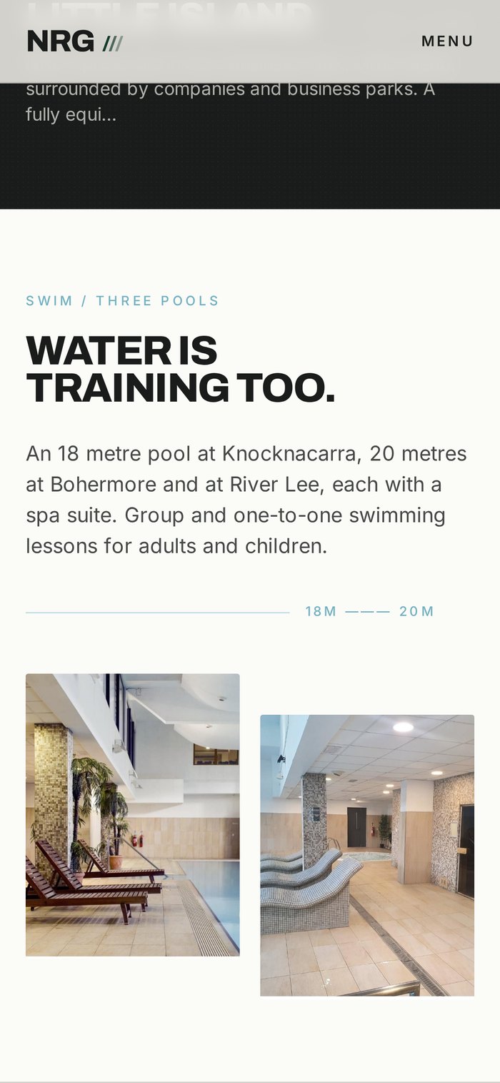 Redesigned NRG website on mobile, screen 4